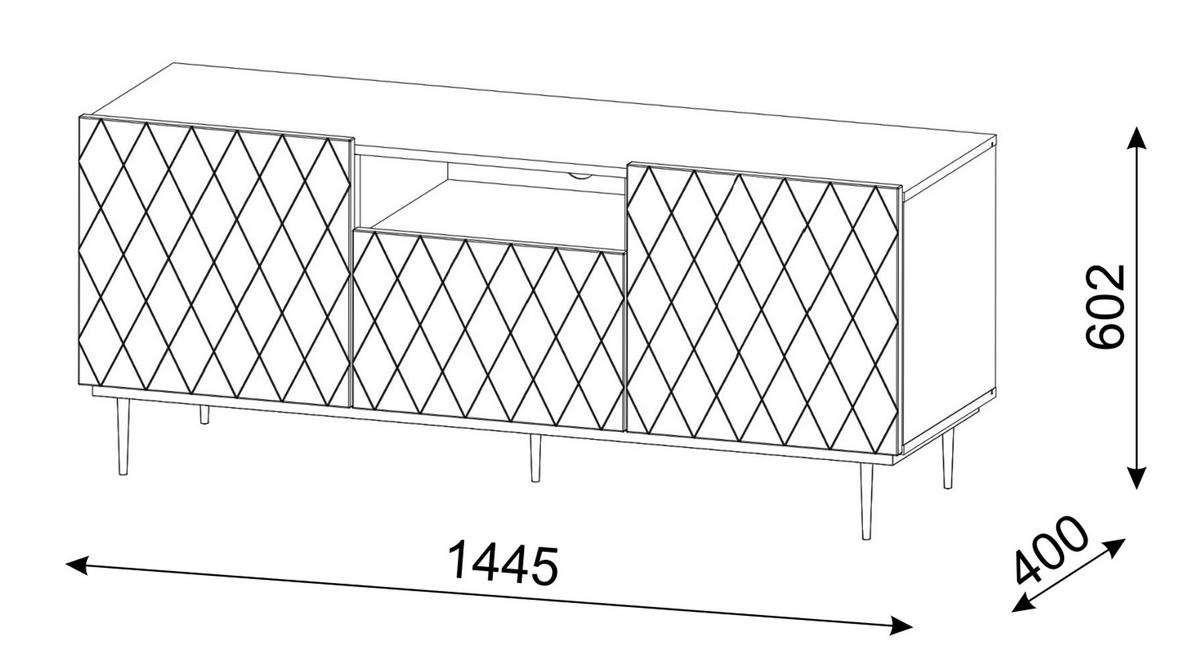 TV LOWBOARD Schwarz, Schwarz 145/60/40 - Anthrazit/Schwarz, Holzwerkstoff (145/60/40cm) - RAUMHIRSCH FURNITURE