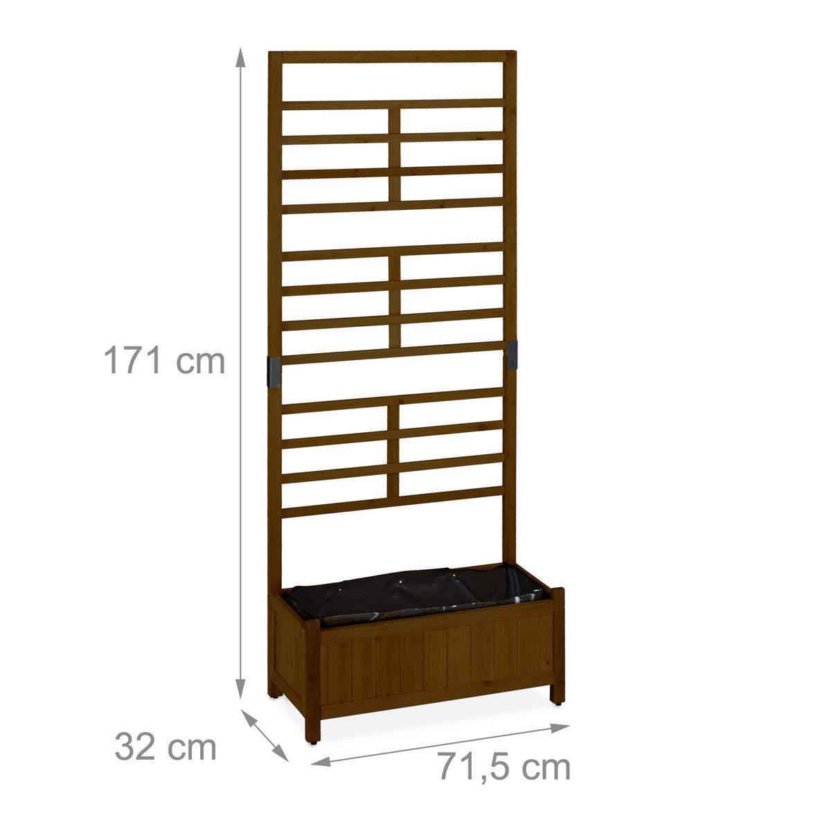 PFLANZKASTEN Spalierwand - Braun, Holz/Kunststoff (71.5/171/32cm) - Relaxdays