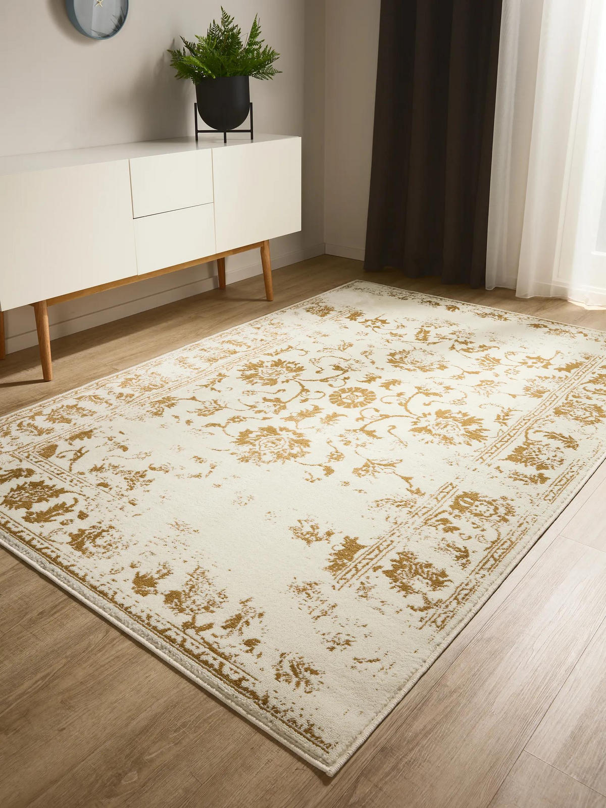 VINTAGE-TEPPICH Suki 80/150 cm - Gelb/Creme, Kunststoff (80/150cm) - benuta
