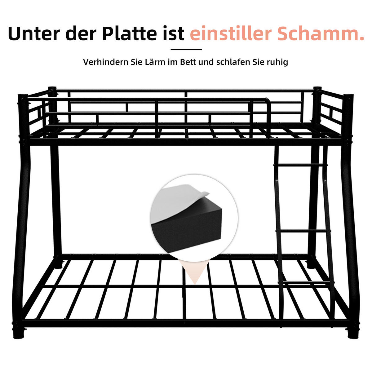 ETAGENBETT Twin-over-Full Metall - Schwarz, Metall (140/190cm) - ComfortXL