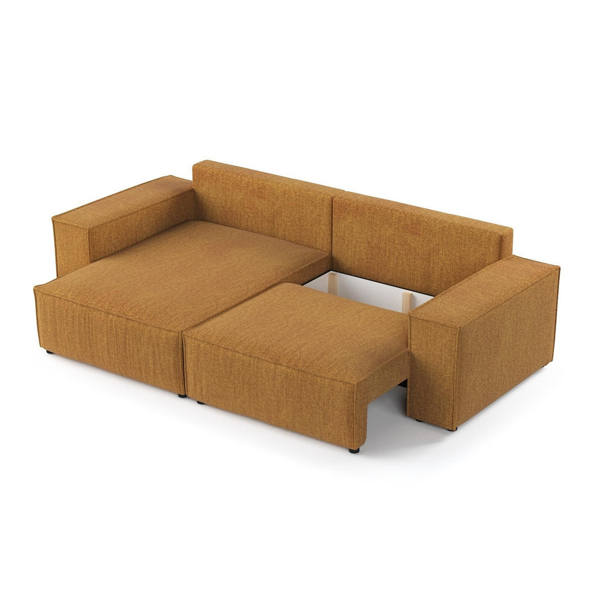 ROHOVÁ SEDAČKA CAVO, textil, Medově žlutá - černá/med, dřevo/kompozitní dřevo (255/148cm) - AltaBeds