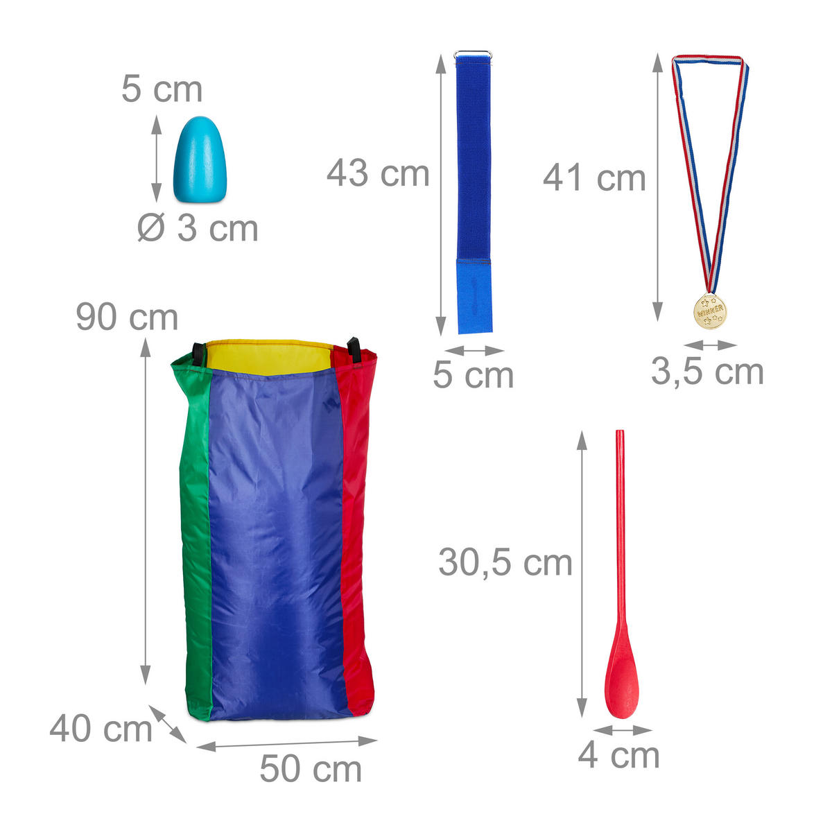 40-tlg.OUTDOORSPIELE-SET - Multicolor, Holz/Kunststoff (50/40cm) - Relaxdays