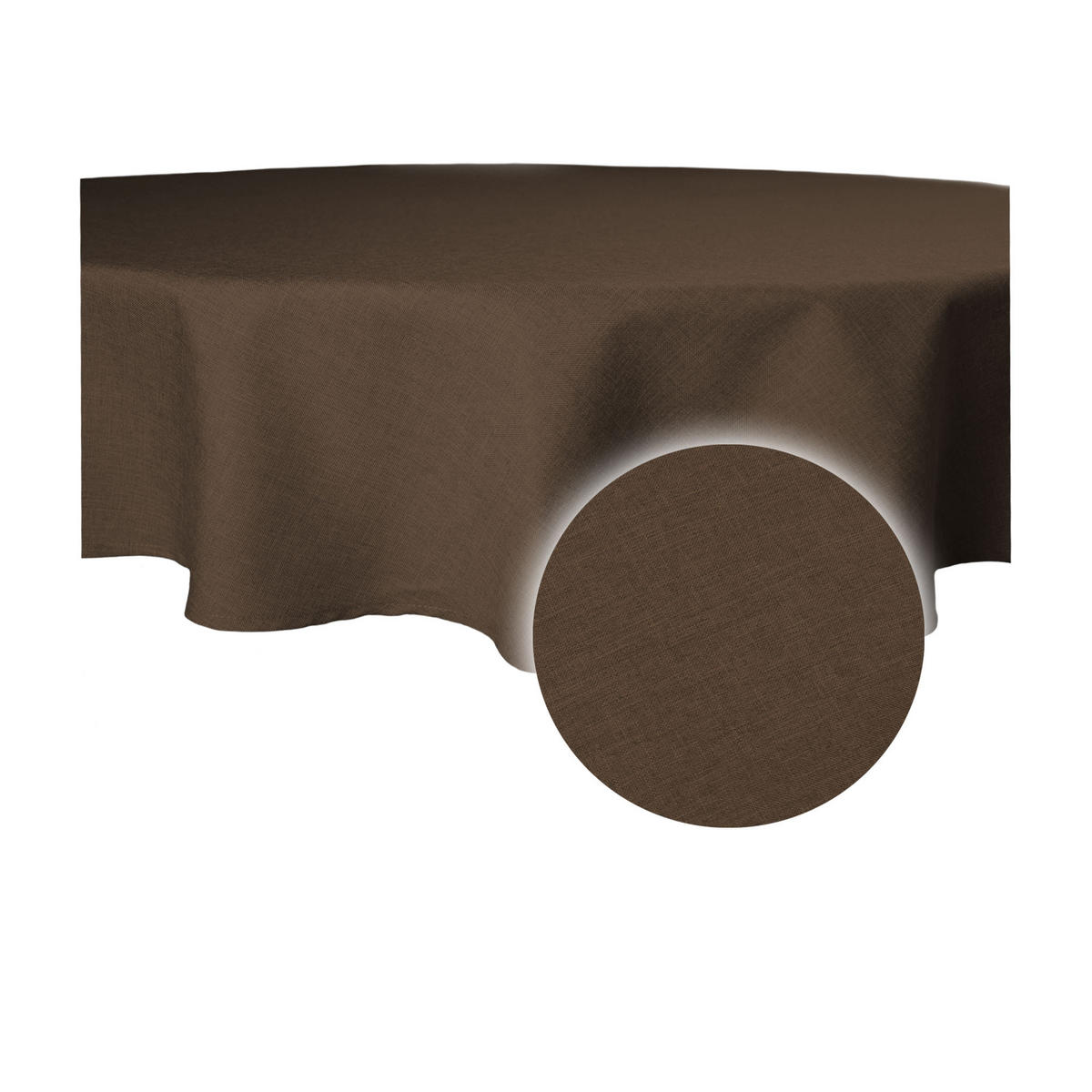 TISCHDECKE Leinenoptik 160 cm rund Braun - Braun, Textil (160cm) - TiborTex