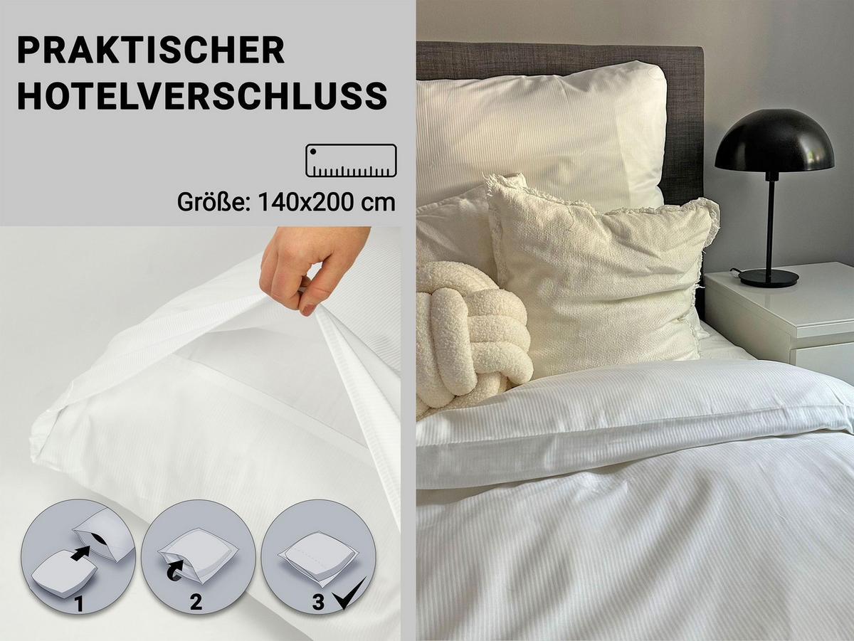 BETTWÄSCHE, 80x80 cm + 140x200 cm, 80% Baumwolle, 20% Polyester, Weiß - Weiß, Naturmaterialien (140/200cm) - Zollner