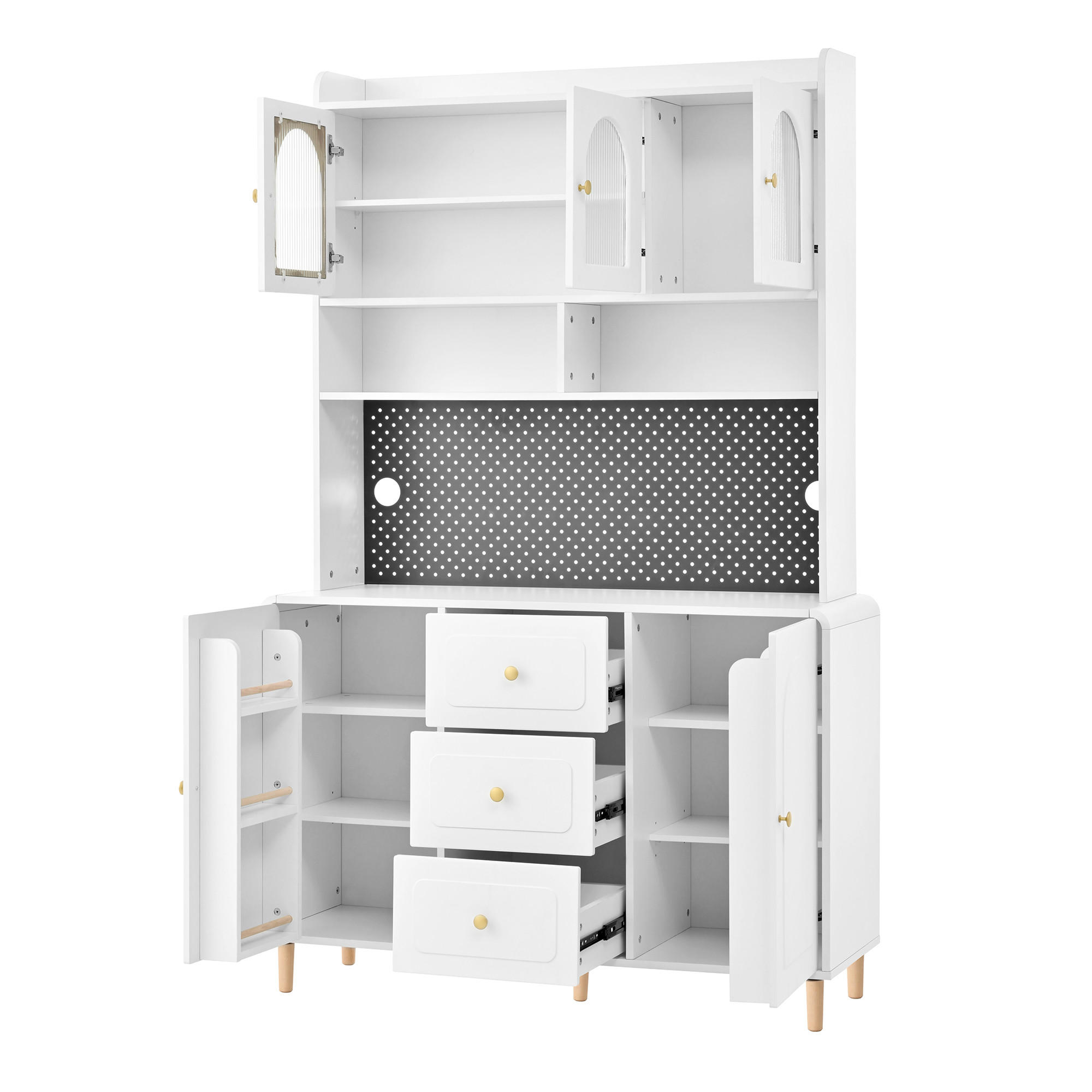BUFFET 120/40/190 cm weiß aus MDF mit Lochplatte - Weiß, Holzwerkstoff (120/190/40cm) - OKWISH