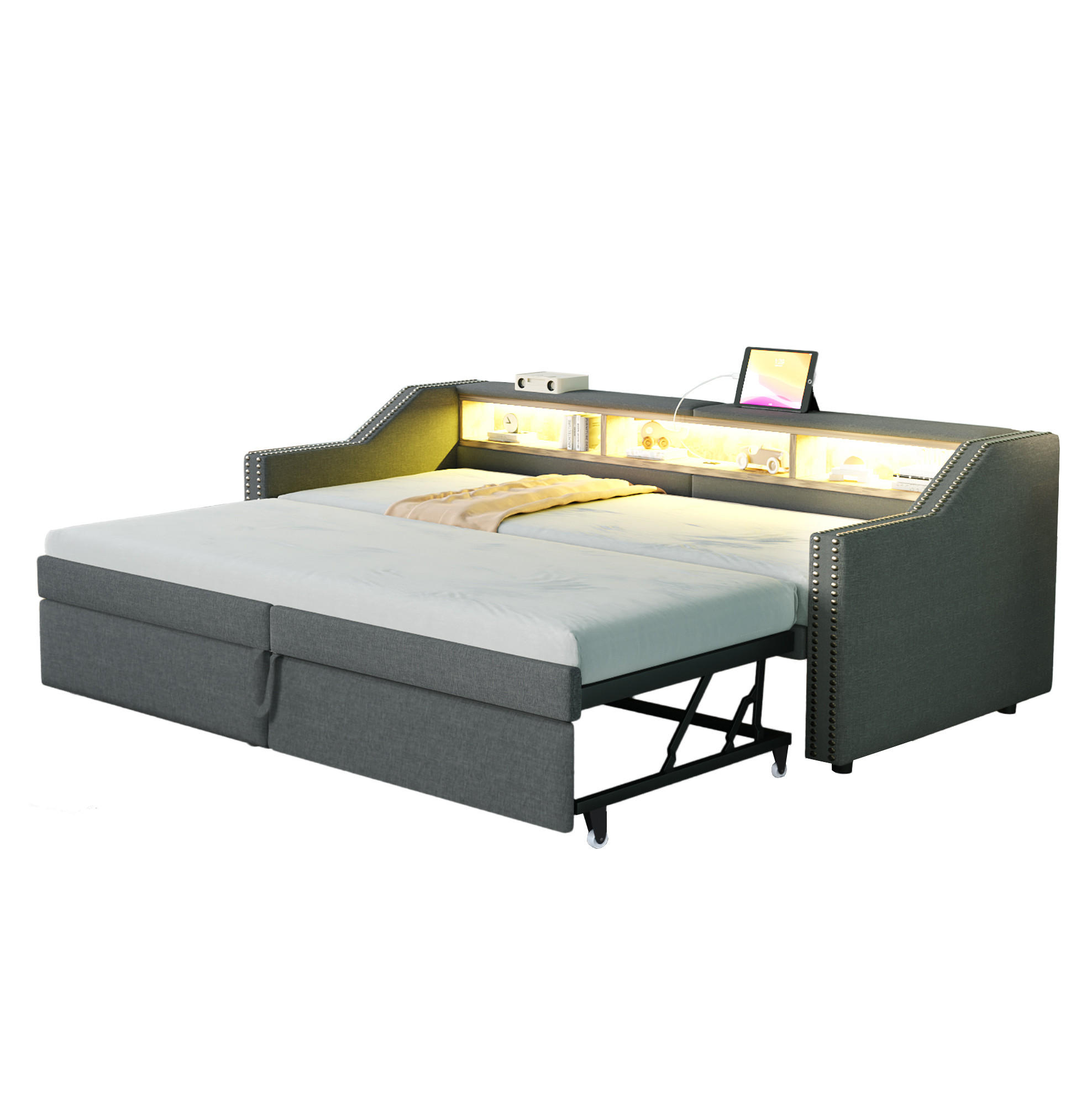 Okmyhome Bett Dunkelgrau 90x200 cm