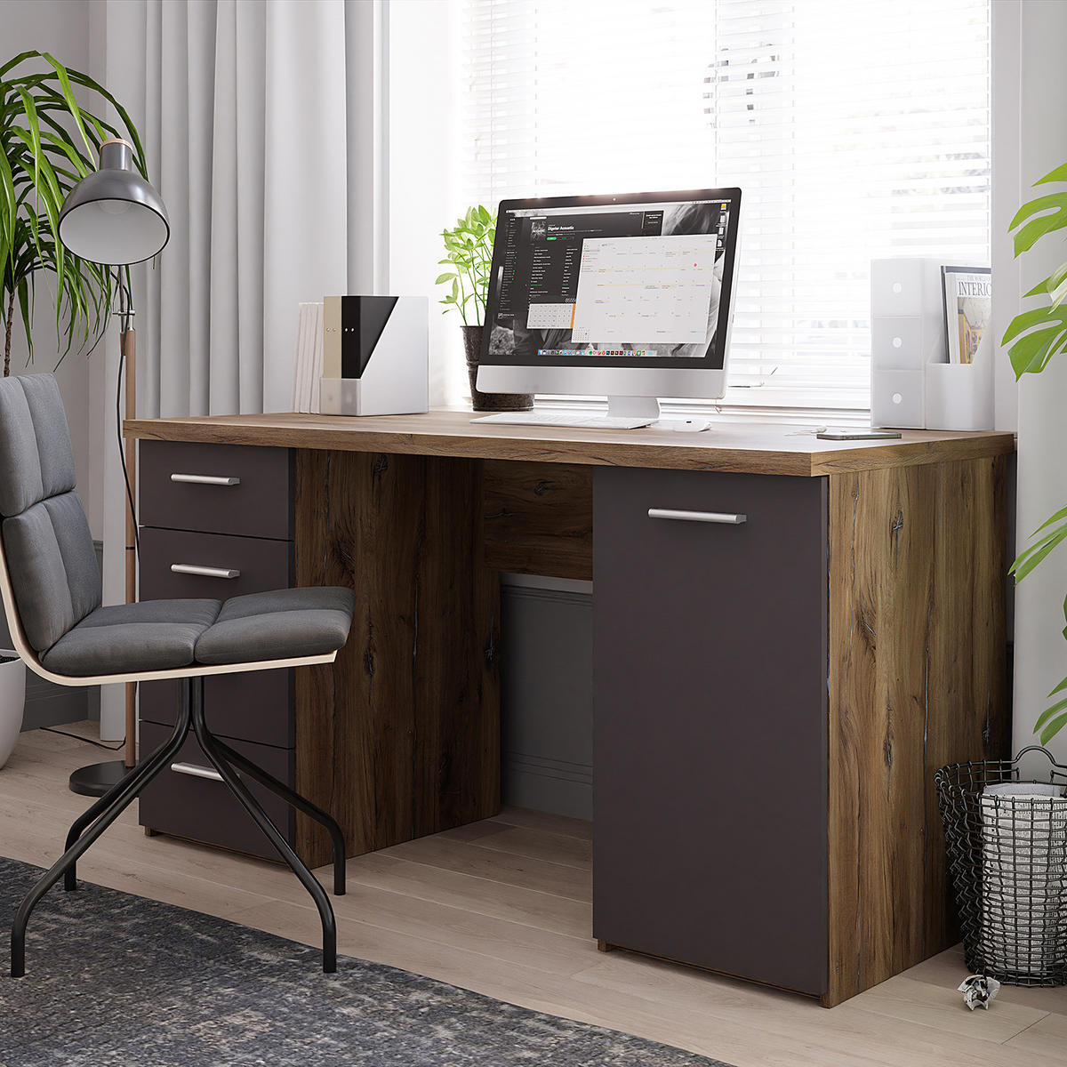 SCHREIBTISCH - Eichefarben, Holzwerkstoff (60/145/76cm) - home24