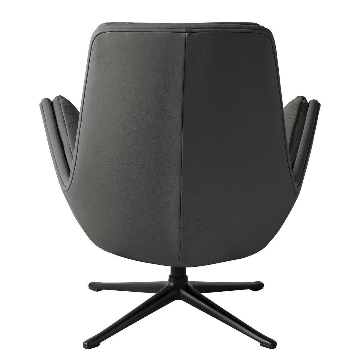 SESSEL mit Kreuzfuß - Schwarz/Grau, Leder/Metall (83/95/97cm) - home24