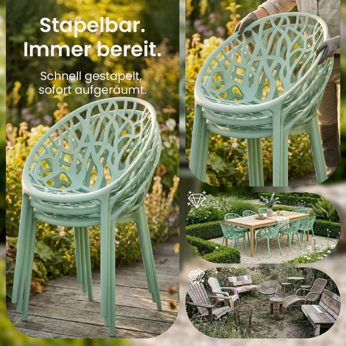 GARTENSTUHL Kunststoff Hellgrün - Hellgrün, Kunststoff (59/80/60cm) - CLP