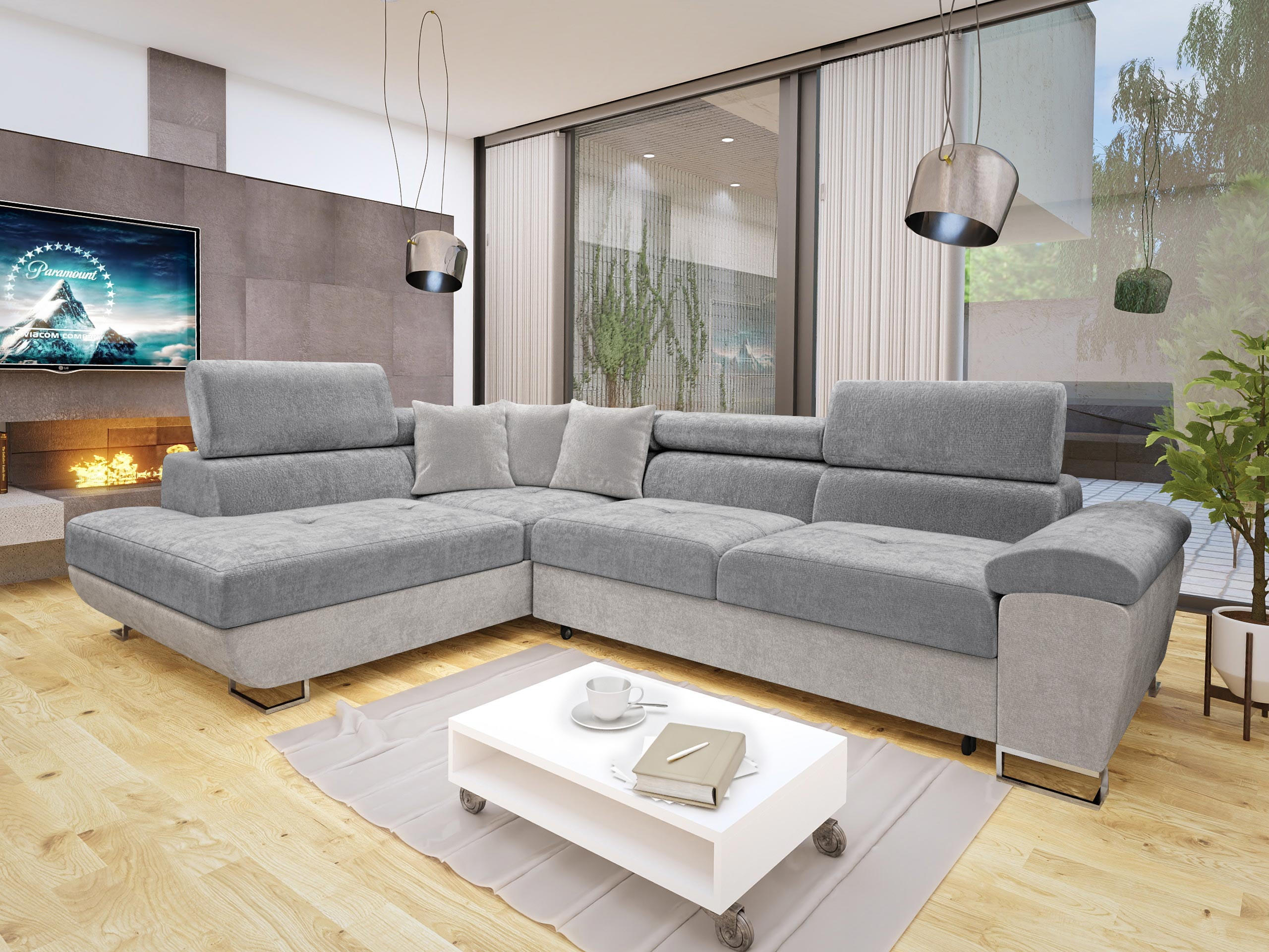 ECKSOFA Cotere Premium, Seite: Links - Hellgrau, Holz/Textil (270/202cm) - MIRJAN24