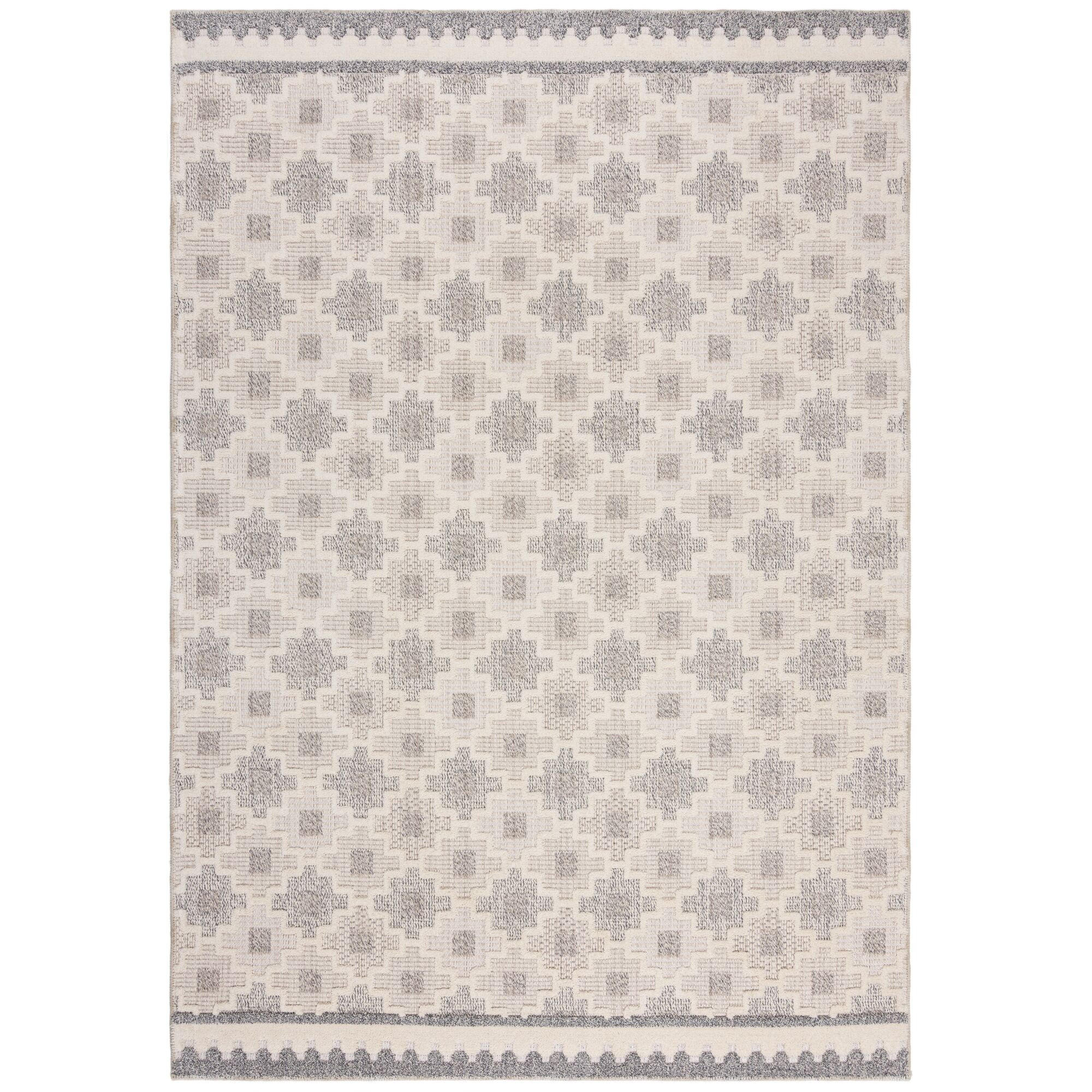 TEPPICH waschbar Kreuzornament Muster, Geometrisch, Küche schmutzabweisend Grau-Beige Rechteckig 116x170 - Grau, Textil (116/170cm) - KADIMA DESIGN