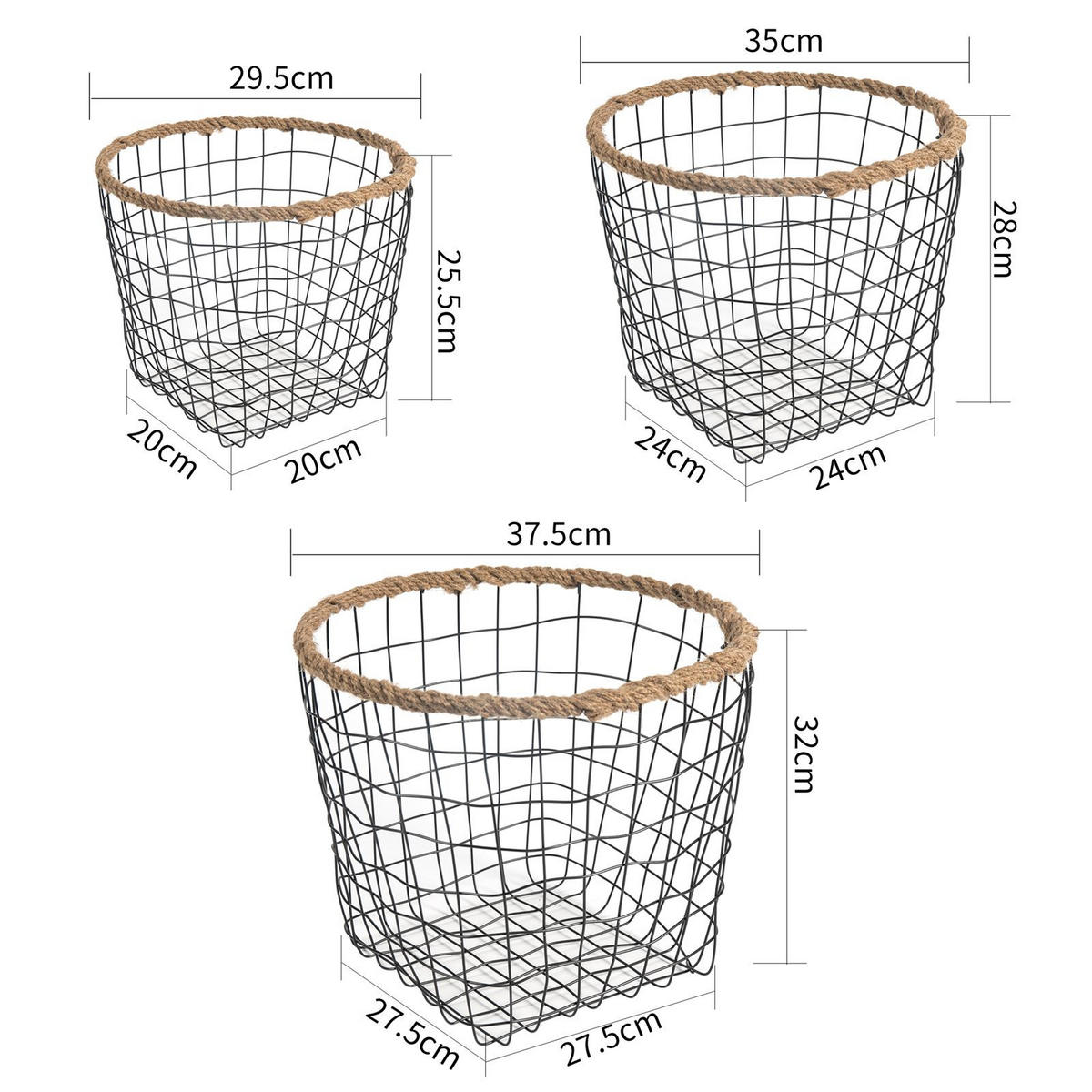 METALLKÖRBE SINO - Naturfarben, Metall (38/31/38cm) - IDIMEX