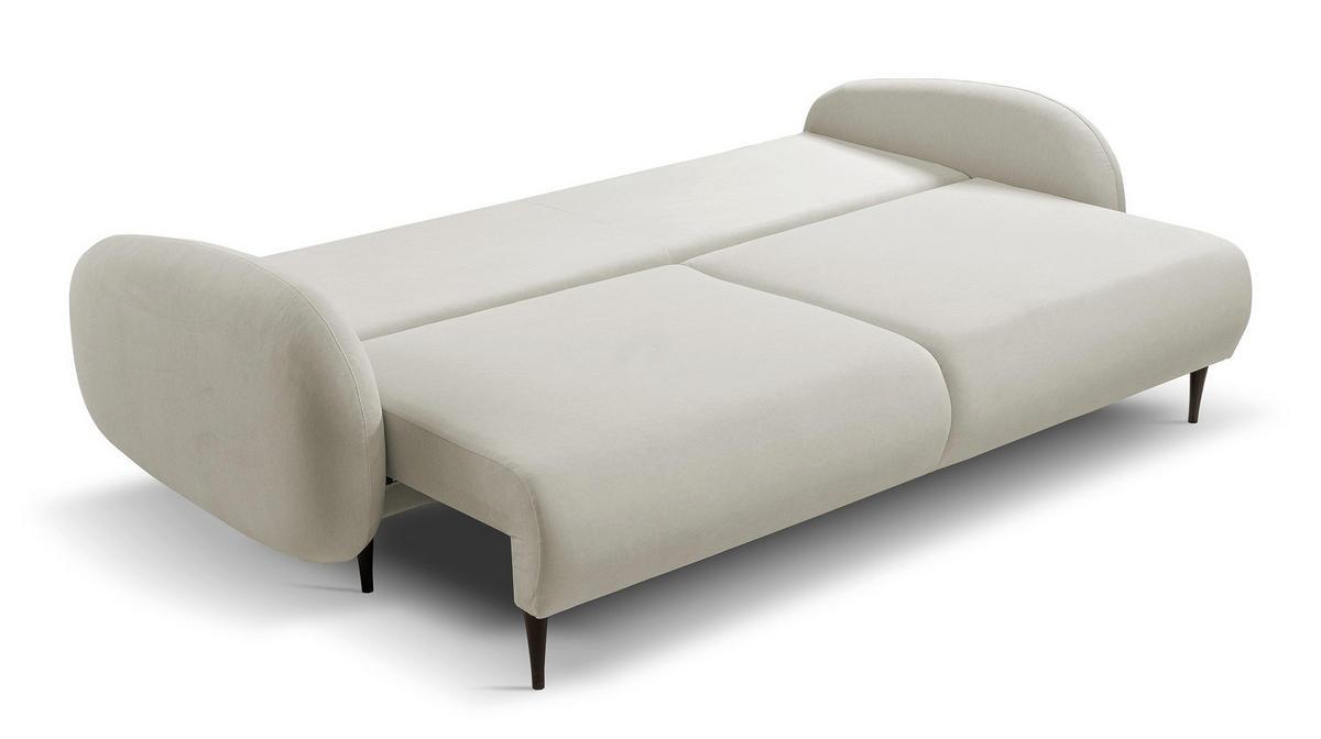 SCHLAFSOFA Bafra Hellbeige Velours - Ecru/Schwarz, Holz/Textil (232/92/102cm) - Selsey