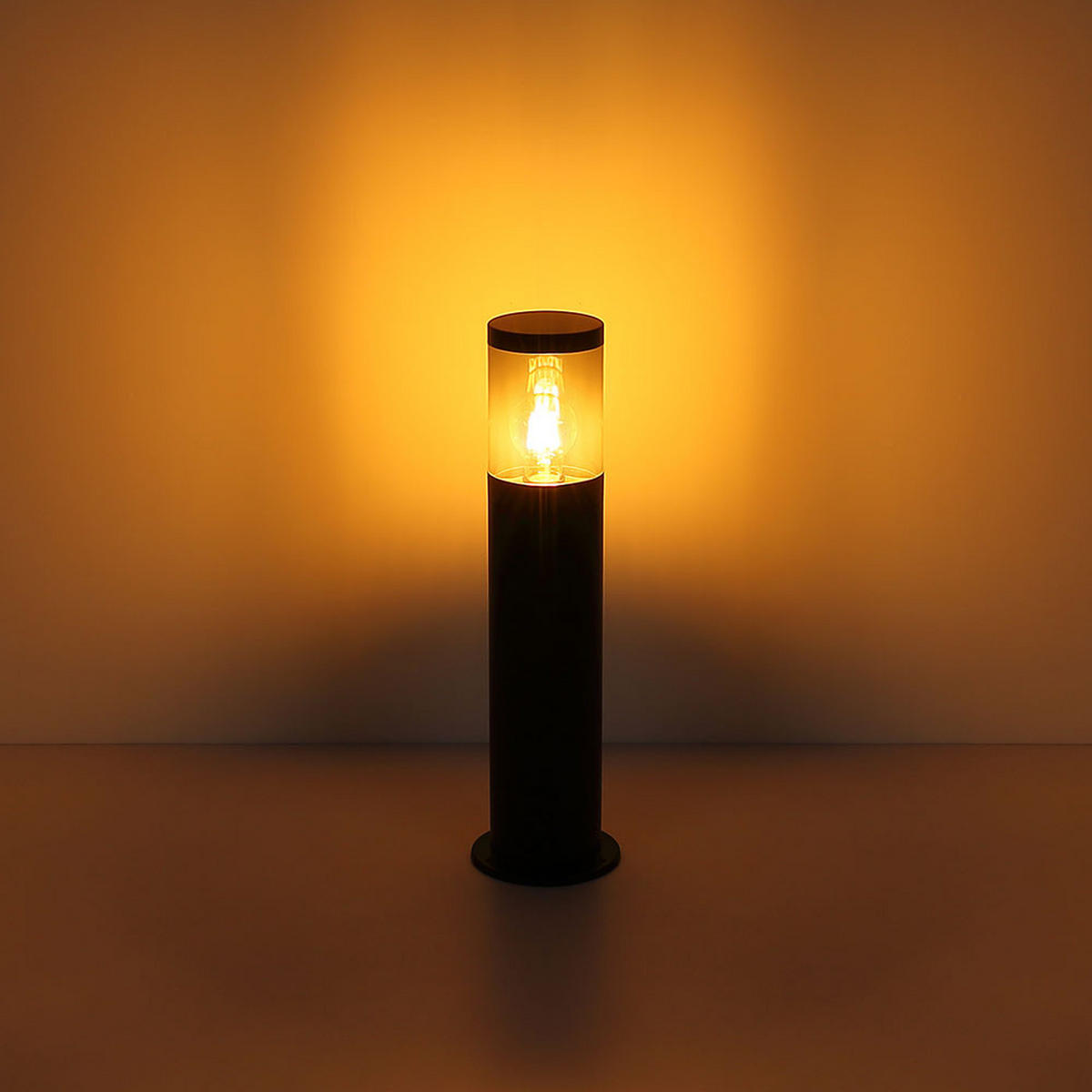 LED WEGELEUCHTE Edelstahl Schwarz - Schwarz, Metall (14/14/80cm) - Globo Lighting