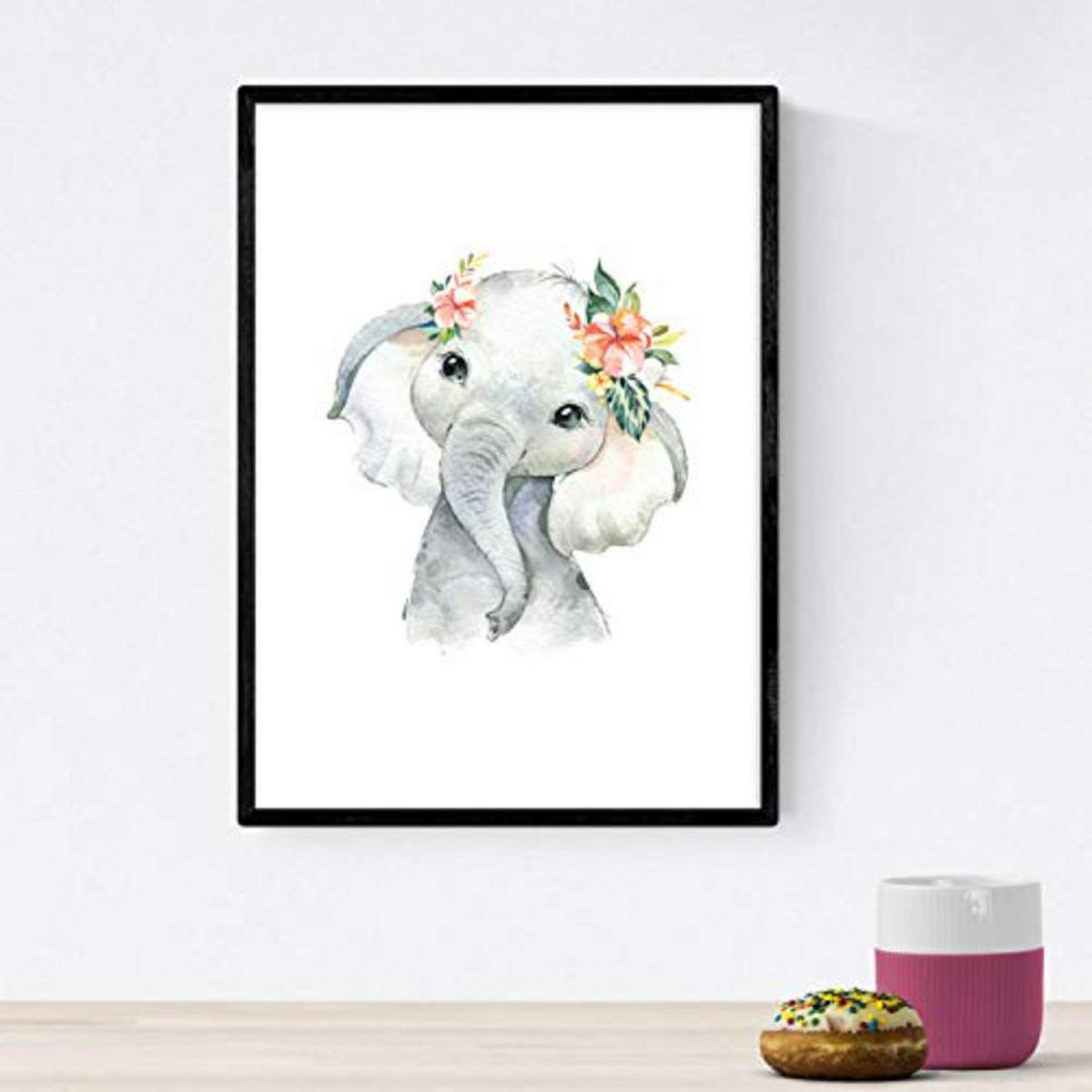 POSTER Set mit 4 Tiger Hypopotamus Elefant und Zebra A3 Rahmenlos - Klar, Papier (29.7/3cm) - Nacnic