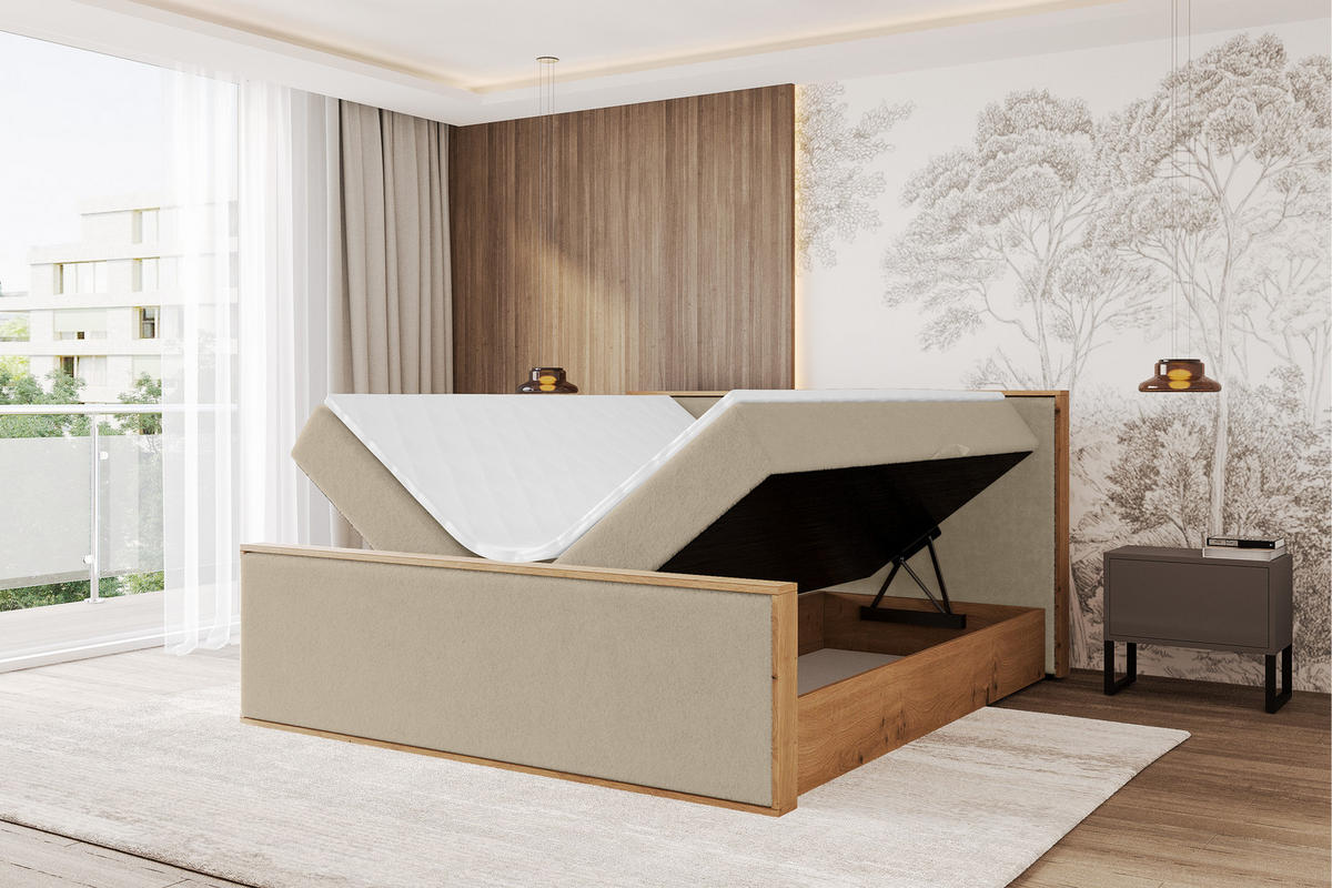 BOXBETT LOLLI9 -Z 180x200 - H3 Creme - Champagner, Holzwerkstoff (180/200cm) - ALTDECOR
