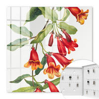 SCHLÜSSELBOX Weiß 30x30 cm – Türöffnung nach rechts - Rote Blüten - Rot, Metall (30/30/5cm) - TULUP