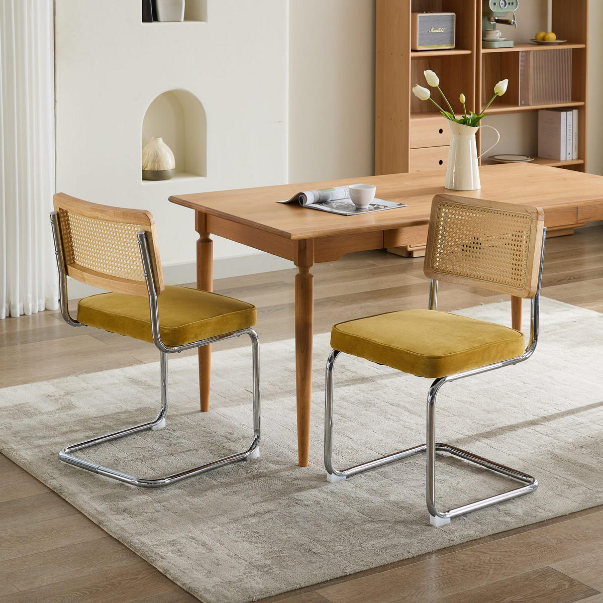 SCHWINGSTUHL DE-36300 2er-Ser mit Rattan-Rückenlehne Gelb - Gelb, Metall (47/81/59cm) - ComfortXL