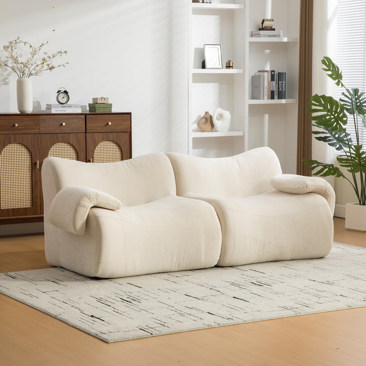 2-SITZER SOFA Chenille Beige ohne Montage - Beige, Textil (199/72.5/92cm) - WISHDOR