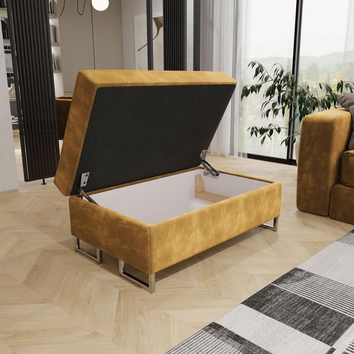 POLSTERHOCKER BARLET Gelb 100x60 cm - Gelb, Textil (100/41/60cm) - MASSENO