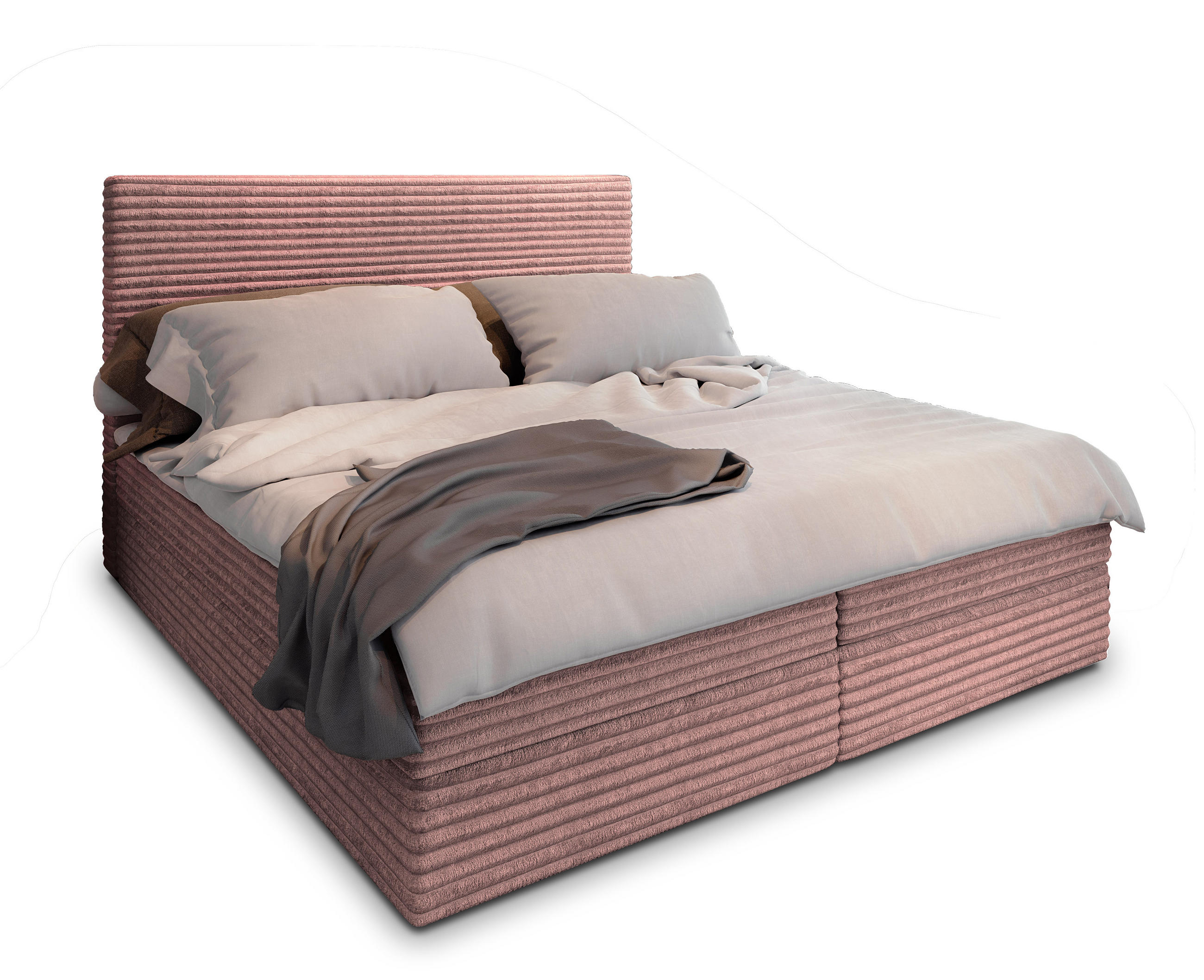BOXBETT PISA 180x200 cm mit Matratze und Topper - Rosa - Rosa, Holz (180/200cm) - MASSENO