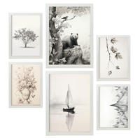POSTER Set Mit 6 Wildsee A3 & A4 Weißer Rahmen - Weiß, Papier (29/3cm) - Nacnic