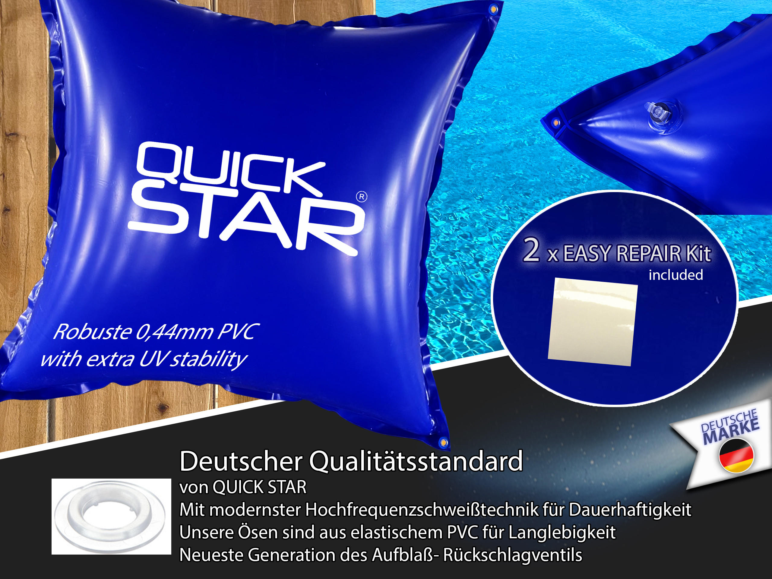 Thumbnail - Quick Star Poolkissen, Blau, Kunststoff, Rechteckig, 120x120 cm, Freizeit, Pools und Wasserspaß, Poolzubehör, Poolabdeck...
