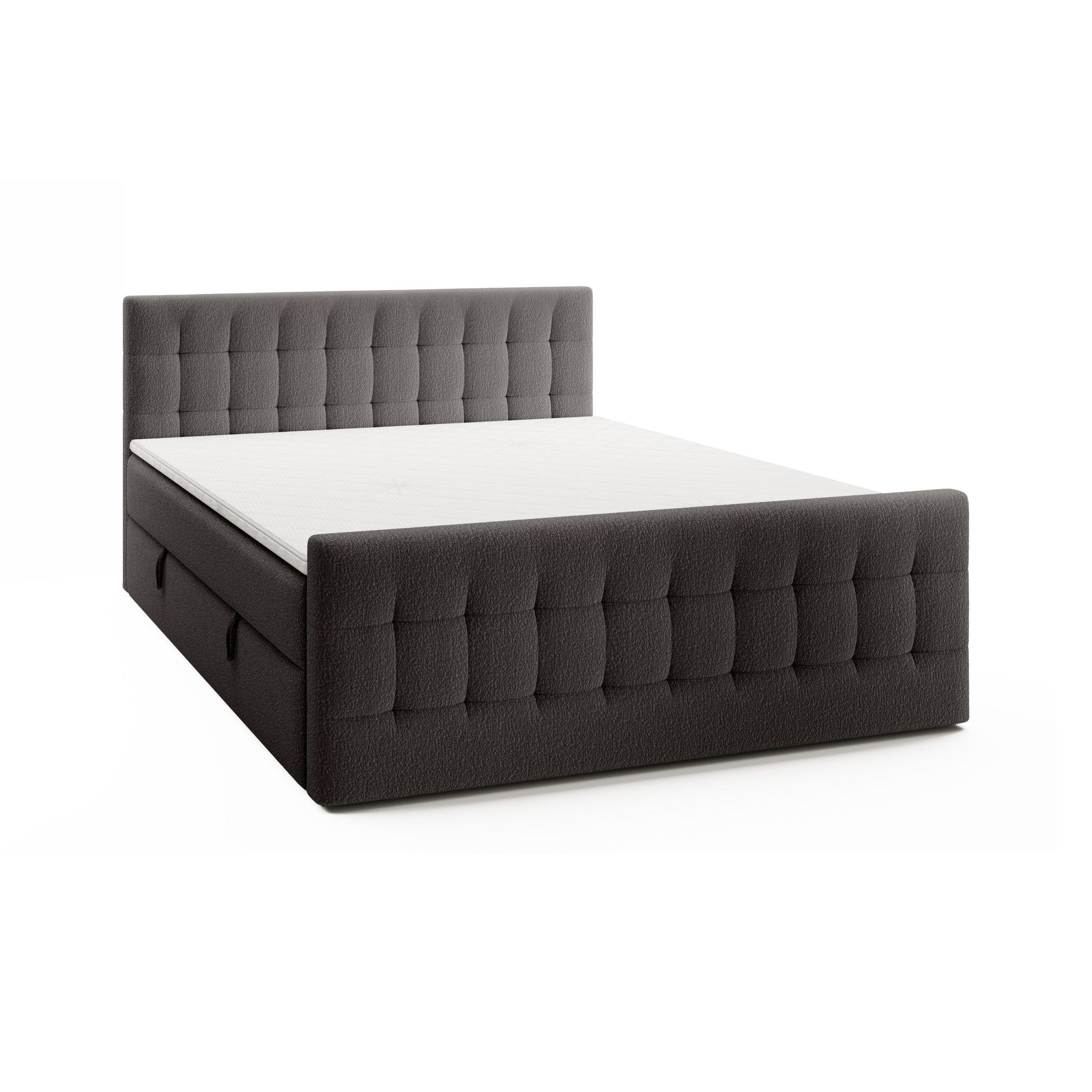 Fedve BOXSPRINGOVÁ POSTEL YAZO ROYAL 140x200 cm, Tmavě šedá