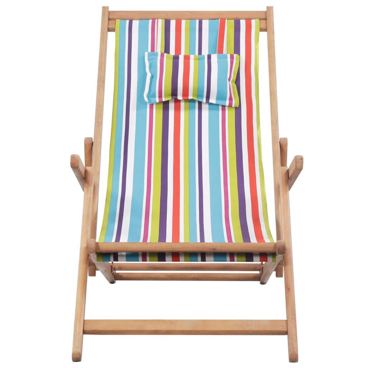 STRANDSTUHL Klappbar Stoff Und Massivholz Mehrfarbig - Multicolor, Holz (60/95/127cm) - vidaXL
