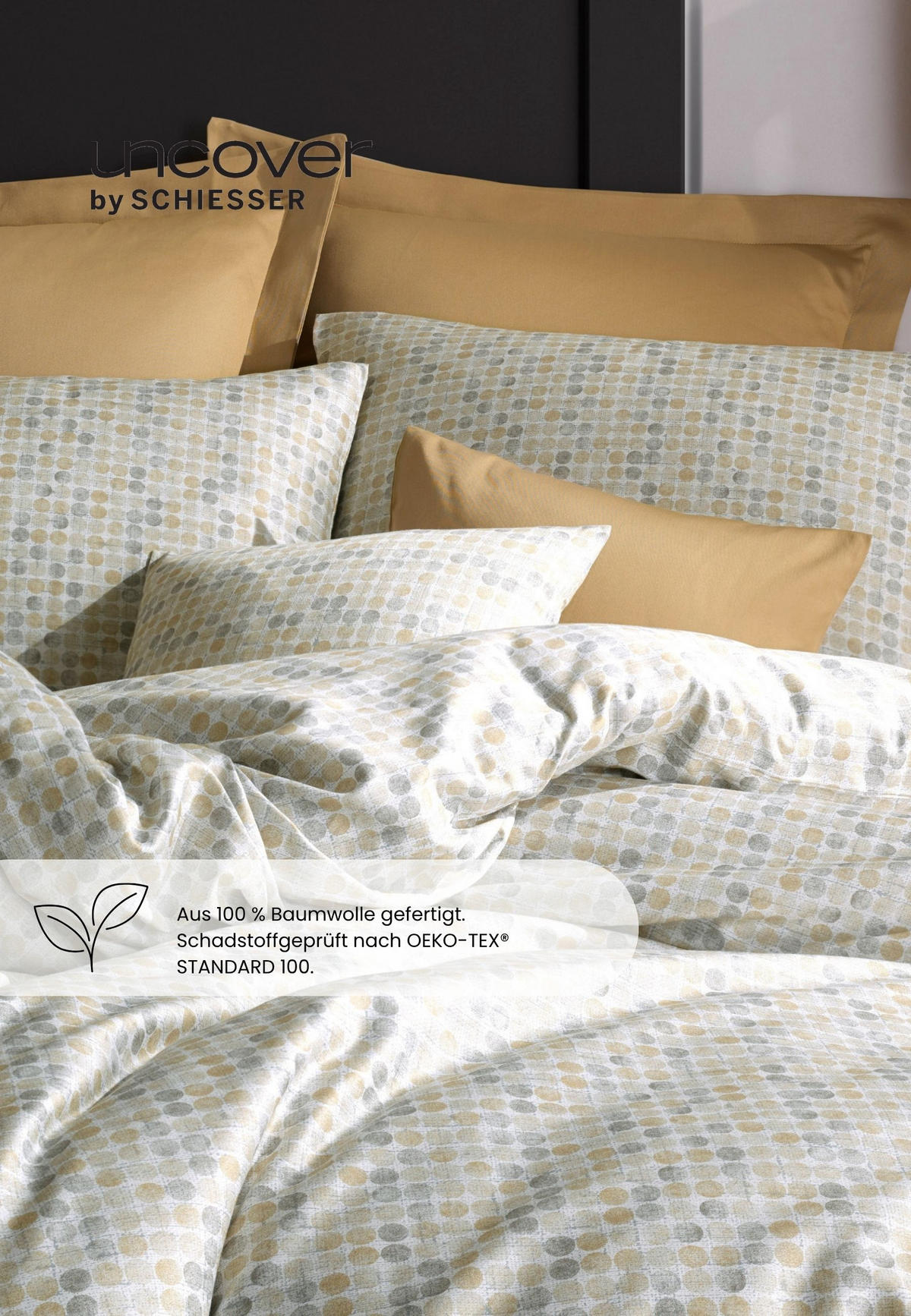 BETTWÄSCHESET Punto - Baumwollsatin - 2-teilig - 135x200cm - Beige - Beige, Textil (135/200cm) - Uncover by Schiesser