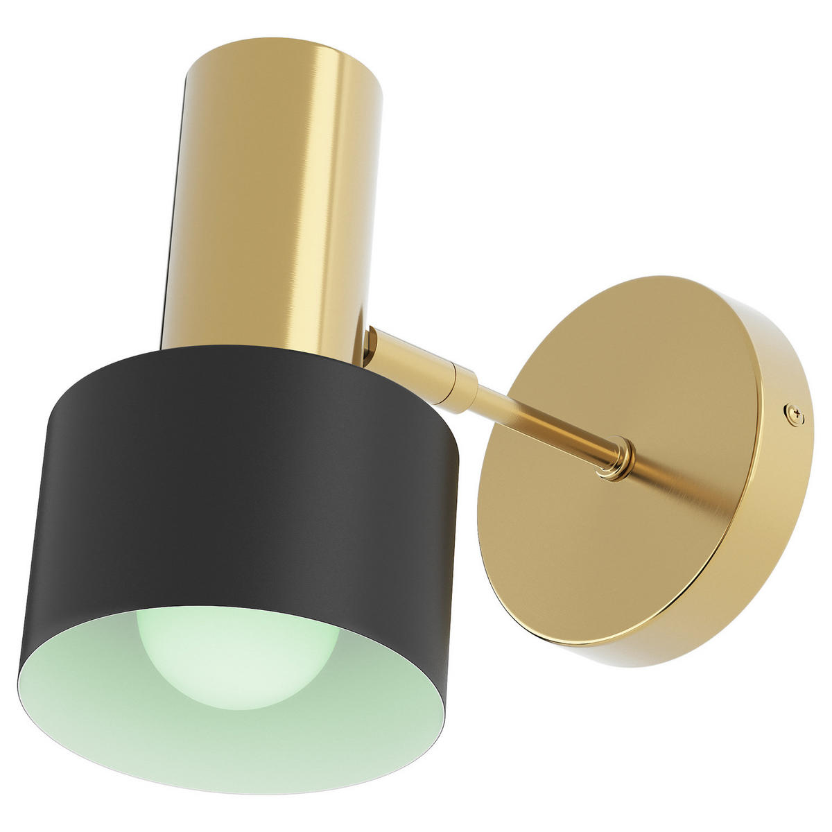 WANDLEUCHTE mit Akku-Leuchtmittel - RGB-Leuchtmittel - inkl. Fernbedienung - Messingfarben/Schwarz, Metall (23/21/25cm) - home24