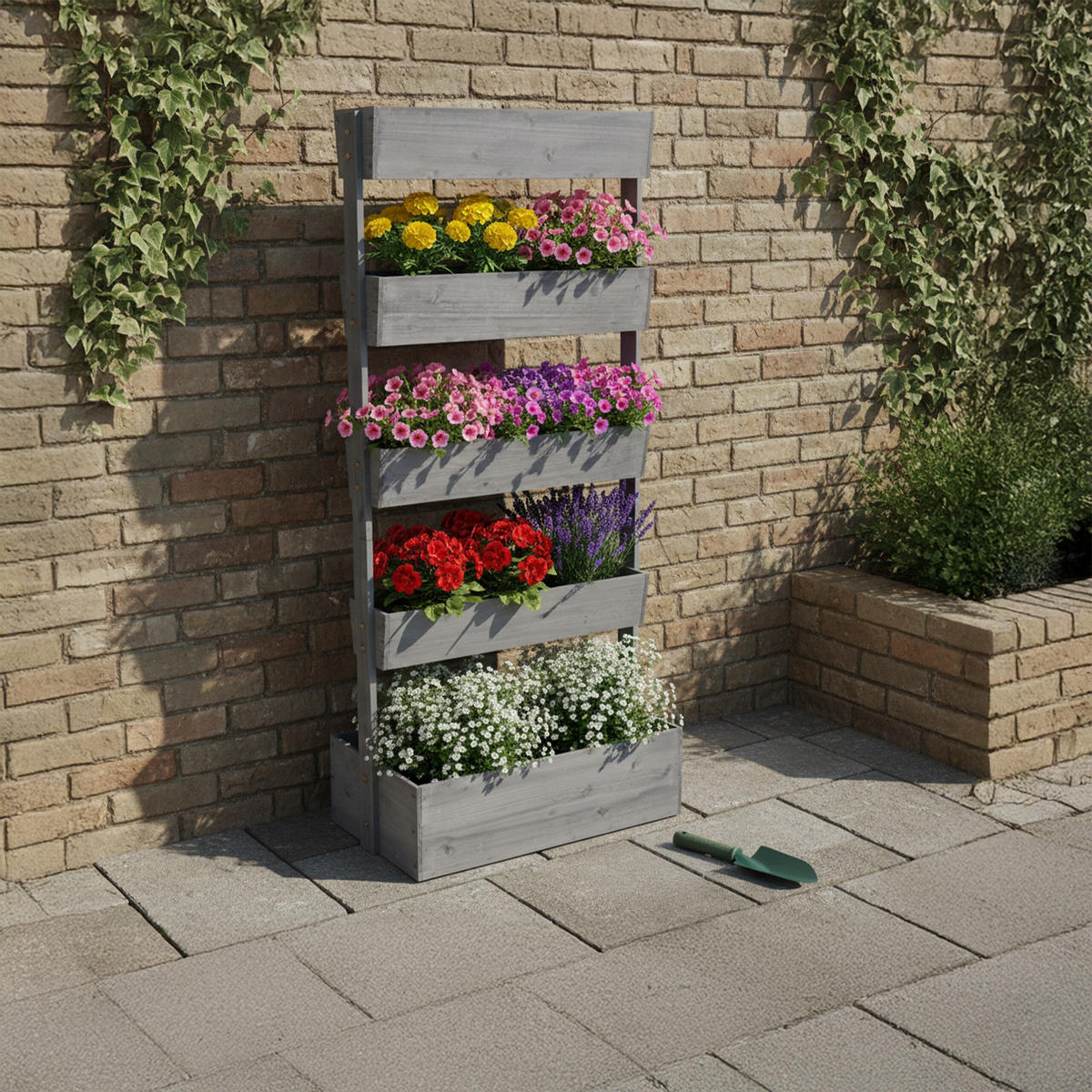 VERTIKALBEET - Braun, Holz/Textil (80/180/48cm) - Relaxdays