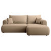 ECKSCHLAFSOFA Ovo Mini Beige Easy-Clean-Samtbezug - Beige/Schwarz, Kunststoff/Textil (238/156cm) - Selsey
