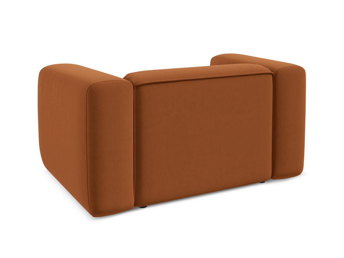 SESSEL Samt Stoff Orange - Terra cotta/Schwarz, Kunststoff/Textil (137/70/89cm) - Makamii