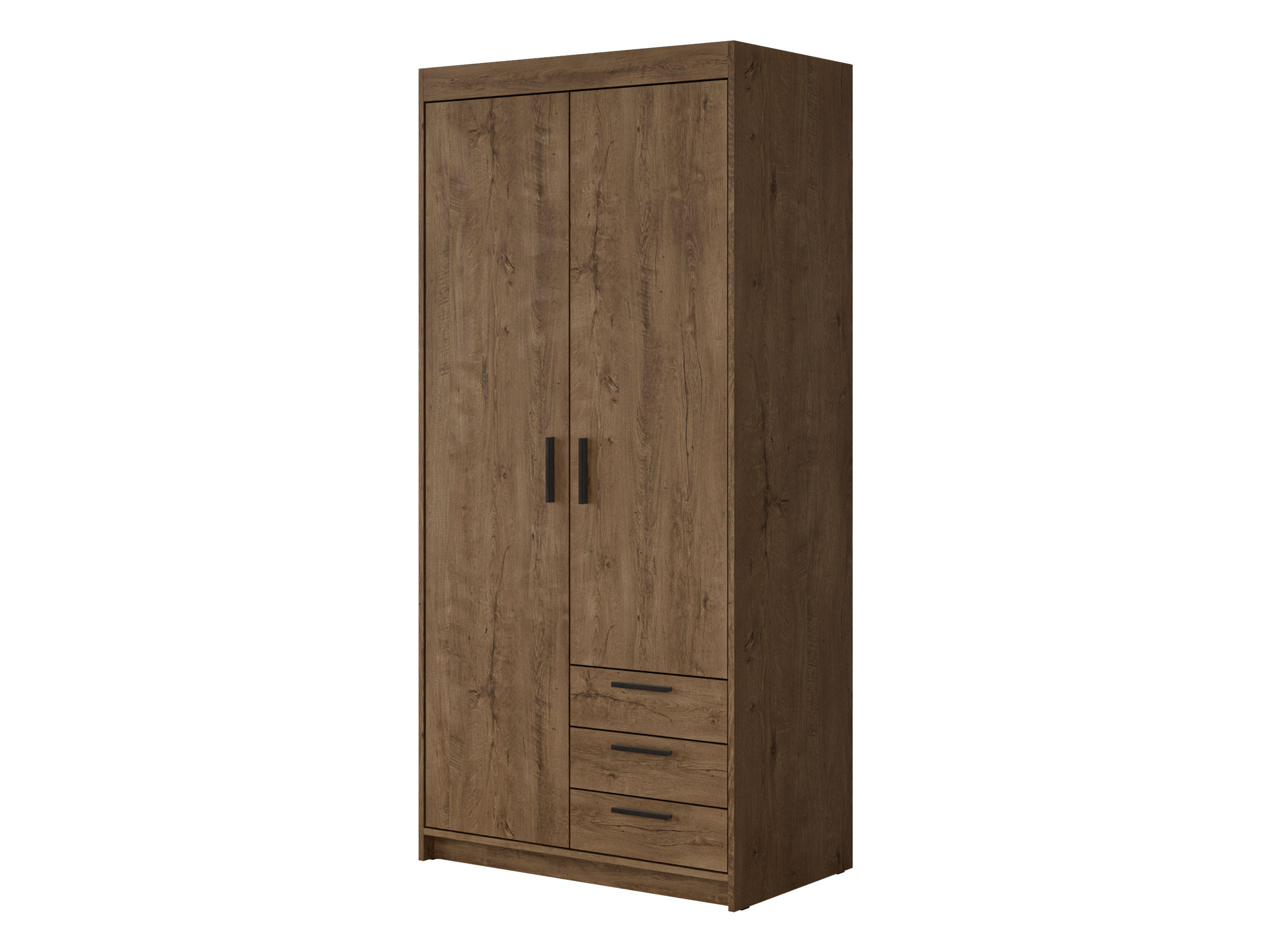 KLEIDERSCHRANK Elena 2D3S - Eichefarben/Schwarz, Holzwerkstoff/Kunststoff (90/191/53cm) - MIRJAN24