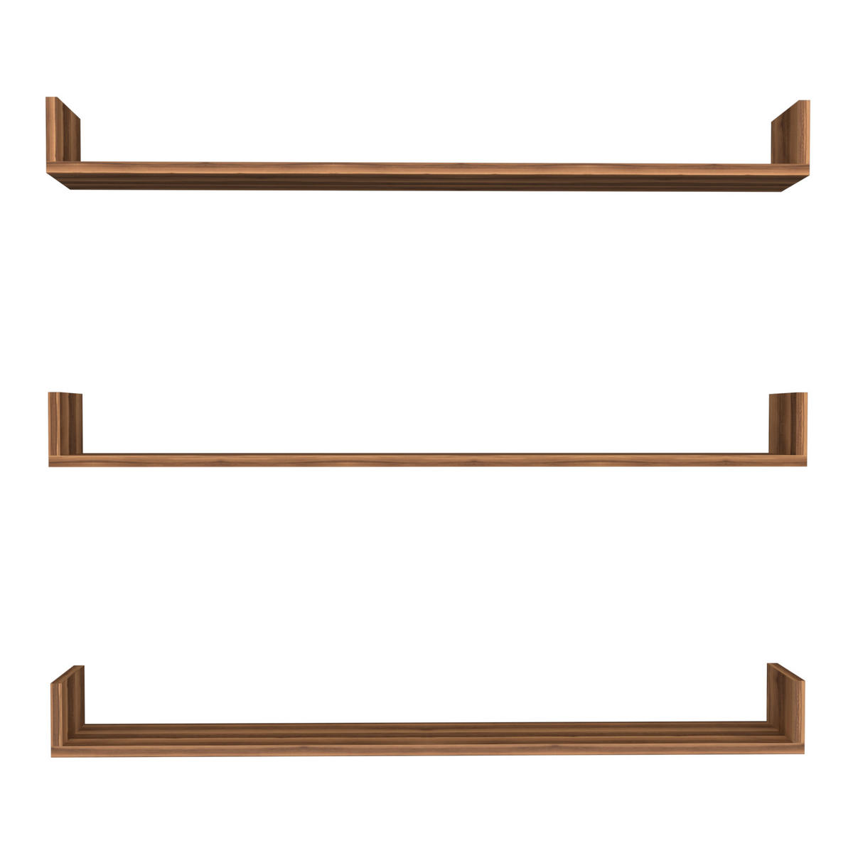WANDREGAL-SET 3 TLG. Höganäs - Walnussfarben, Holzwerkstoff (120/12/15cm) - [en.casa]