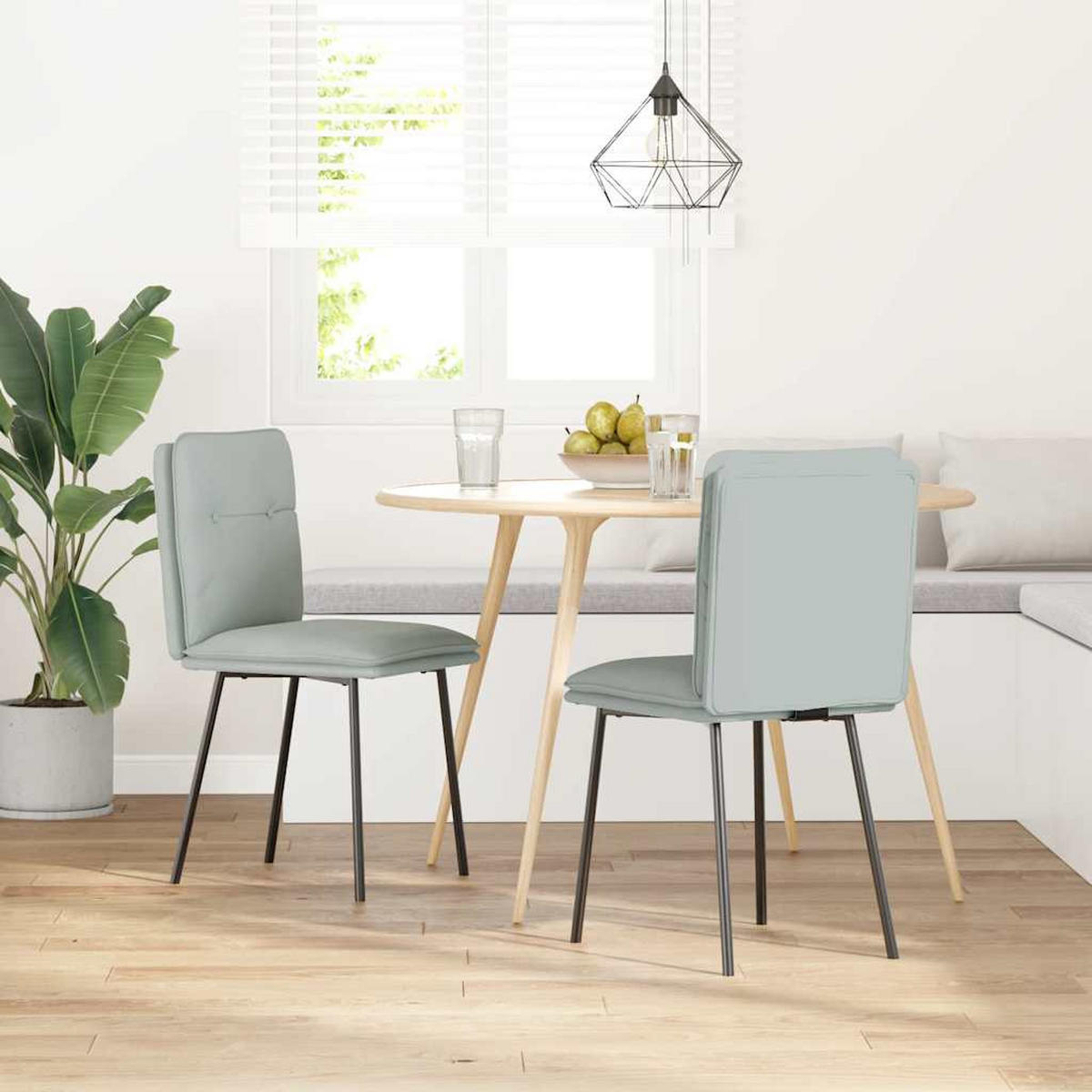 ESSZIMMERSTÜHLE 2 Stk. Hellgrau Samt 45*54*83cm - Hellgrau, Metall (45/83/54cm) - ZMH