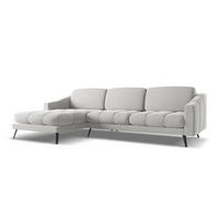 ECKSOFA Links Samt Stoff Grau - Silberfarben/Schwarz, Textil/Metall (160/264cm) - Makamii