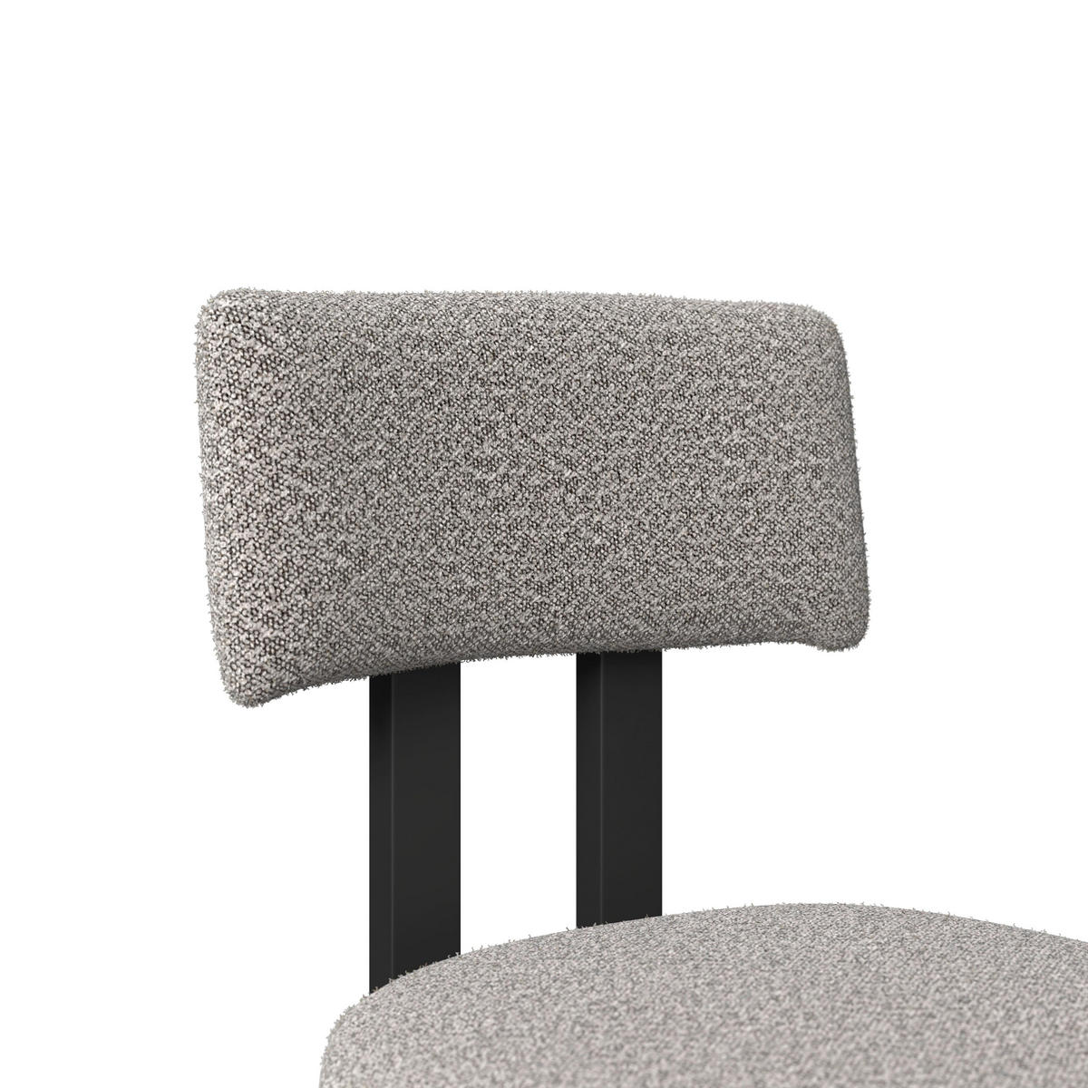 BARHOCKER Jonna Hellgrau Bouclé Gepolstert - Hellgrau, Holz (51/102/54cm) - Bessagi Home