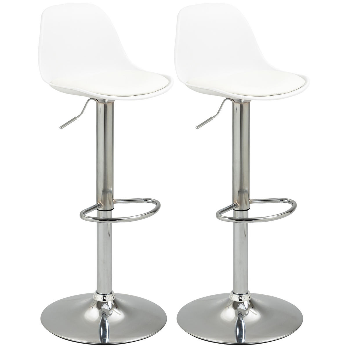 BARHOCKER 2er-Set DE-08062 höhenverstellbar mit Lehne Weiß - Weiß, Metall (42/104/41cm) - ComfortXL