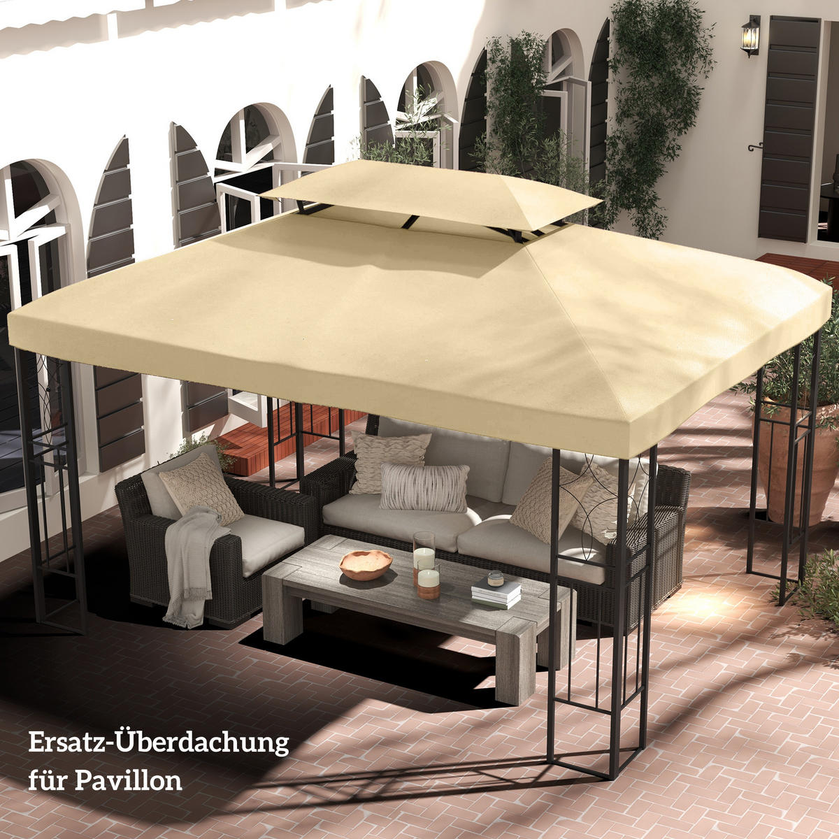 ERSATZDACH für Pavillon 3 x 4 m wasserabweisend Pavillondach mit Doppeldach - Creme, Textil (300/20/400cm) - Outsunny