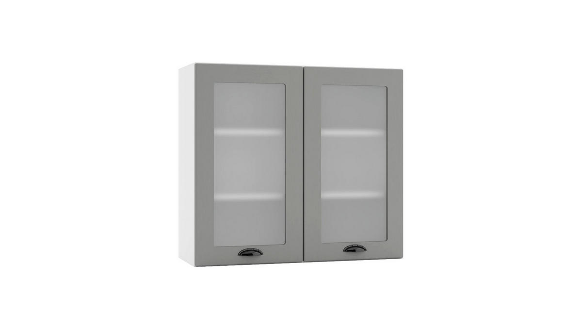 GLASHÄNGESCHRANK WS80 P/L – Elvara – Elegante Wandlösung – Grau / Matt - Grau, Glas/Holzwerkstoff (80/72/30cm) - ROYAL24_MARKT
