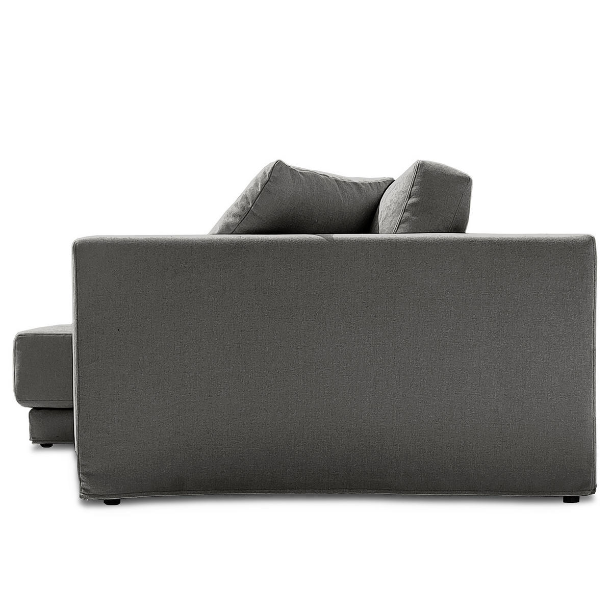 ECKSOFA mit Wechselbezug - Longchair, Webstoff - Dunkelgrau/Schwarz, Kunststoff/Textil (260/155cm) - home24