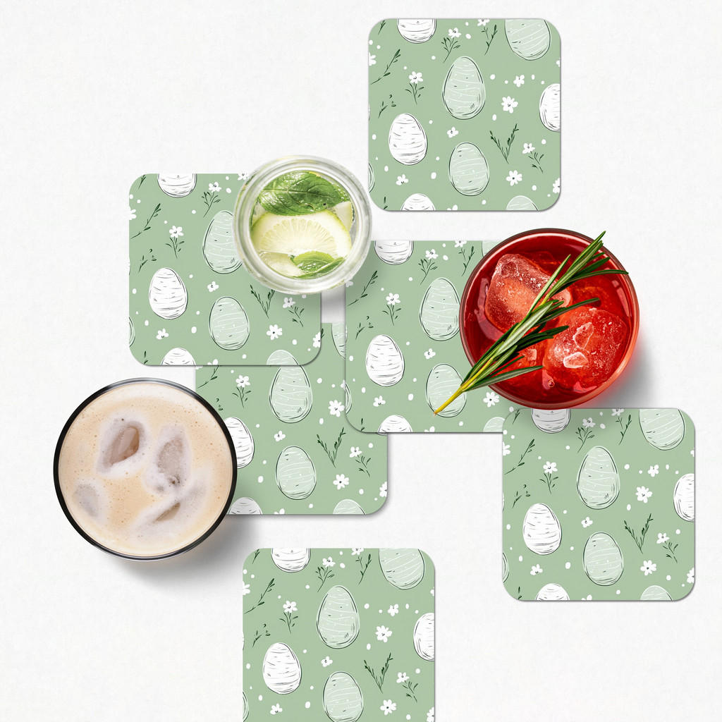 Thumbnail - MuchoWow Glasuntersetzer, Hellgrün, Naturmaterialien, Quadratisch, 10x0.2 cm, Wohntextilien, Tischwäsche, Untersetzer