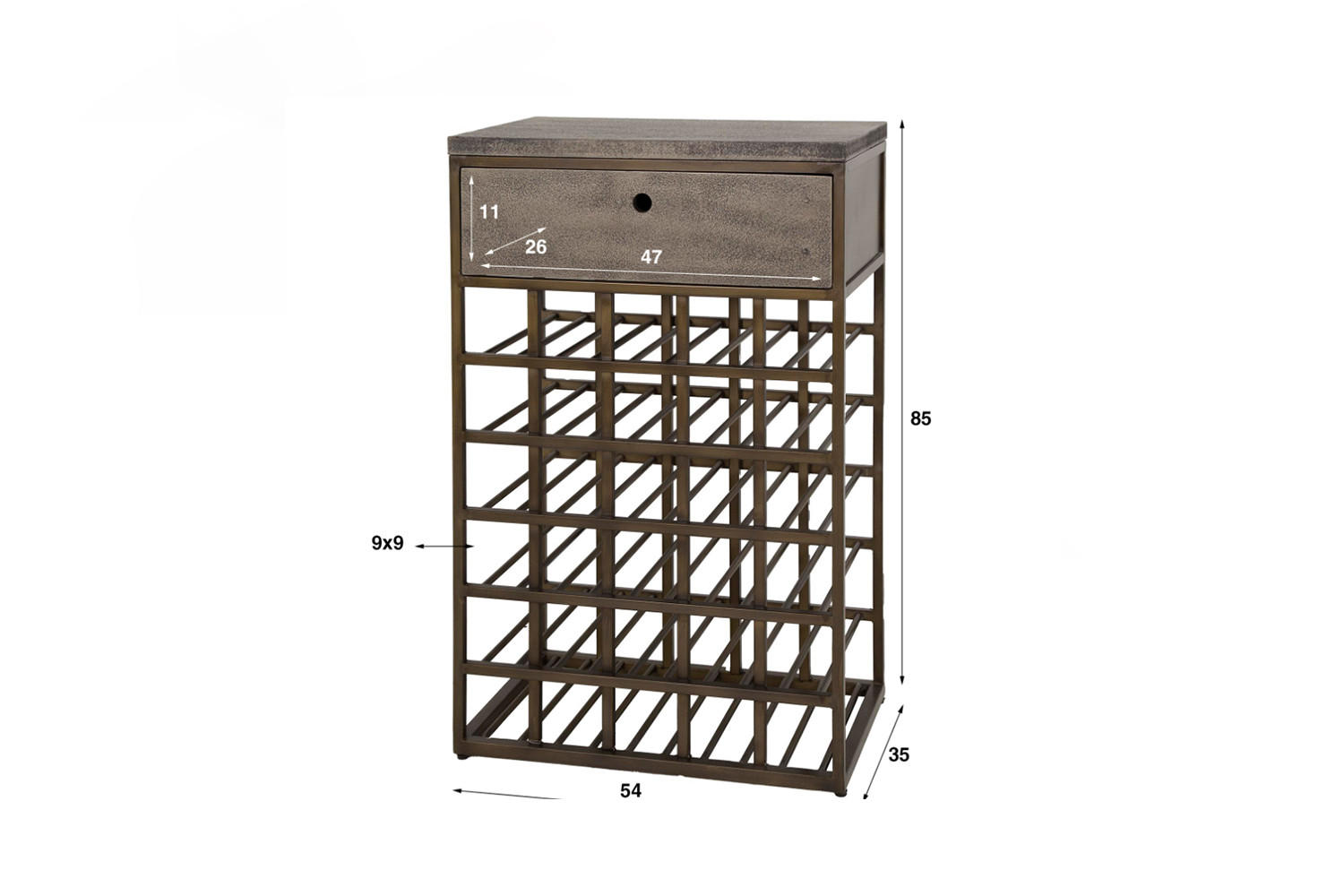 WEINSCHRANK BALZAR Bronze Metall - Bronzefarben, Metall (54/85/35cm) - KAWOLA