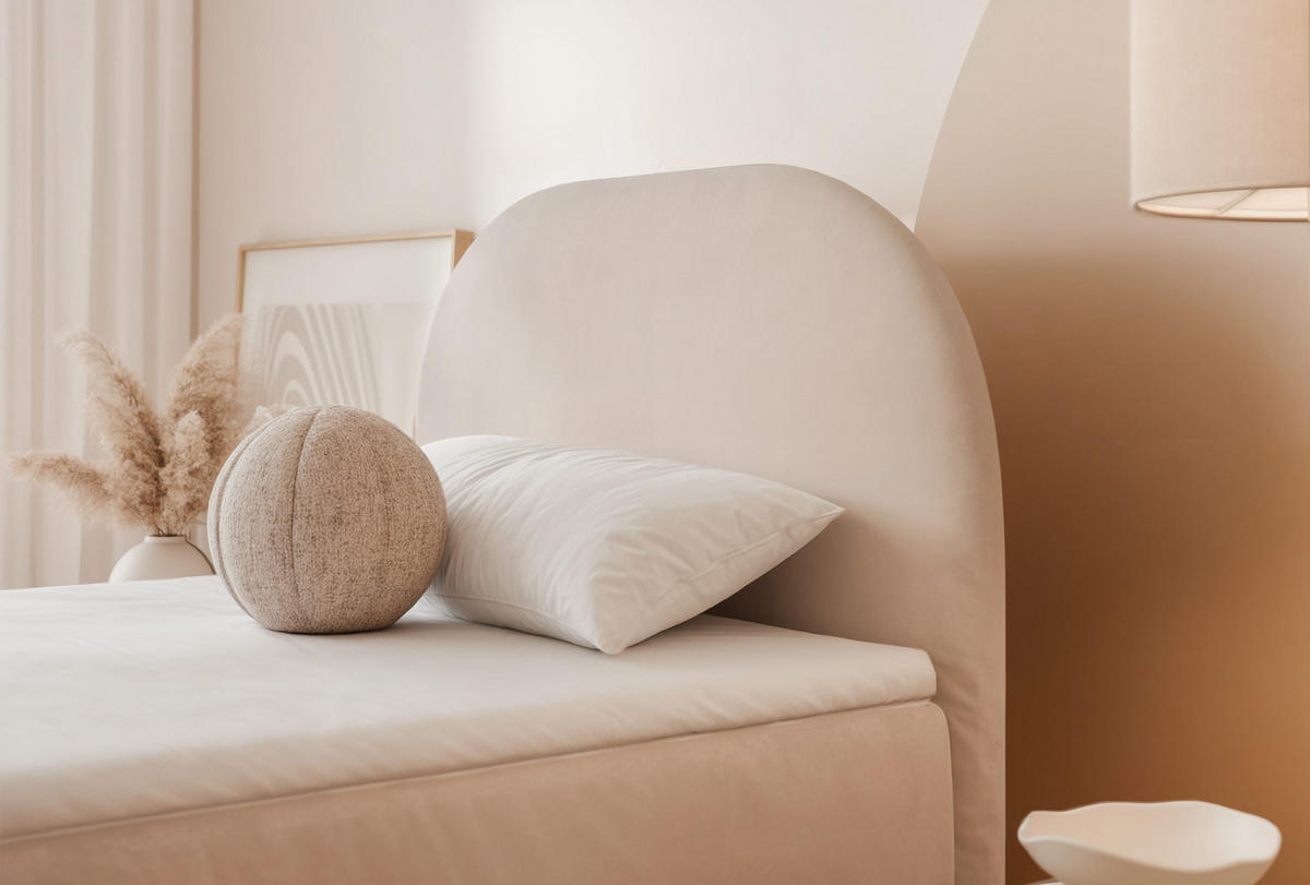BOXBETT NOELIA 70/200 cm Öffnung rechts, mit Matratze, Creme - Creme, Holzwerkstoff/Textil (70/200cm) - Idohome