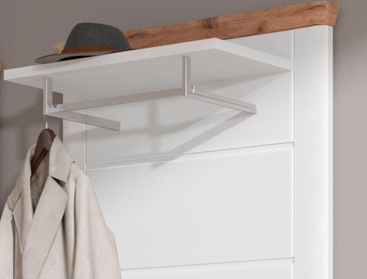 GARDEROBENPANEEL weiß matt, Eiche 79 cm mit Kleiderstange - Eichefarben/Weiß, Holzwerkstoff/Metall (79/114/32cm) - Inn.Furn