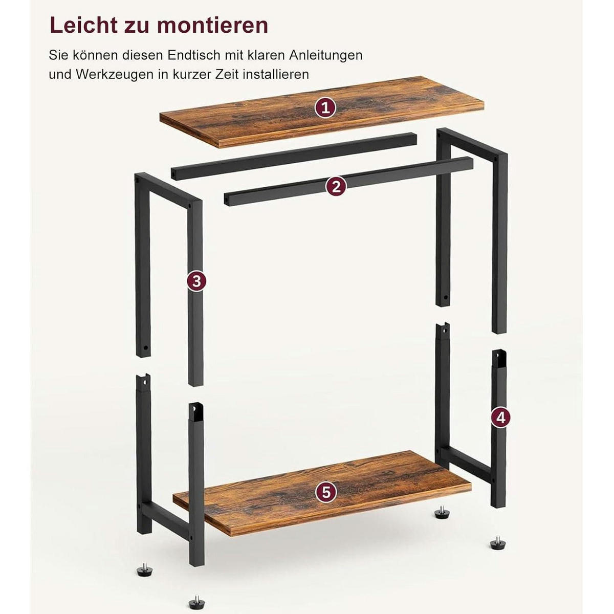 BEISTELLTISCH mit 2 Etagen Rustikal Braun/Schwarz - Braun, Holzwerkstoff (21/43/62cm)