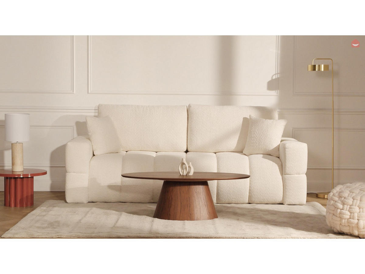 SCHLAFSOFA - 3 Personen-Sitzer - Stoff - Beige - - Beige, Textil (252/107/107cm) - Vente-Unique