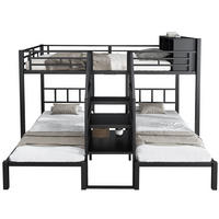 ETAGENBETT 90/140x200 cm 3 Ebenen schwarz - Schwarz, Metall (140/200cm) - LEBENLANG